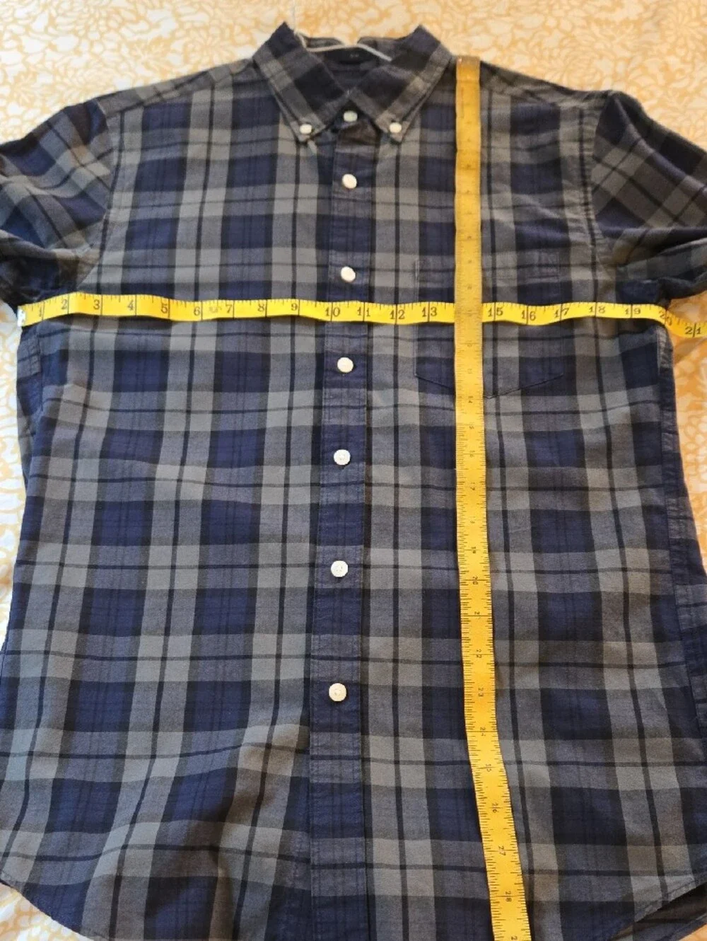 J. Crew Mens Blue and Gray Plaid Button-Down Shirt